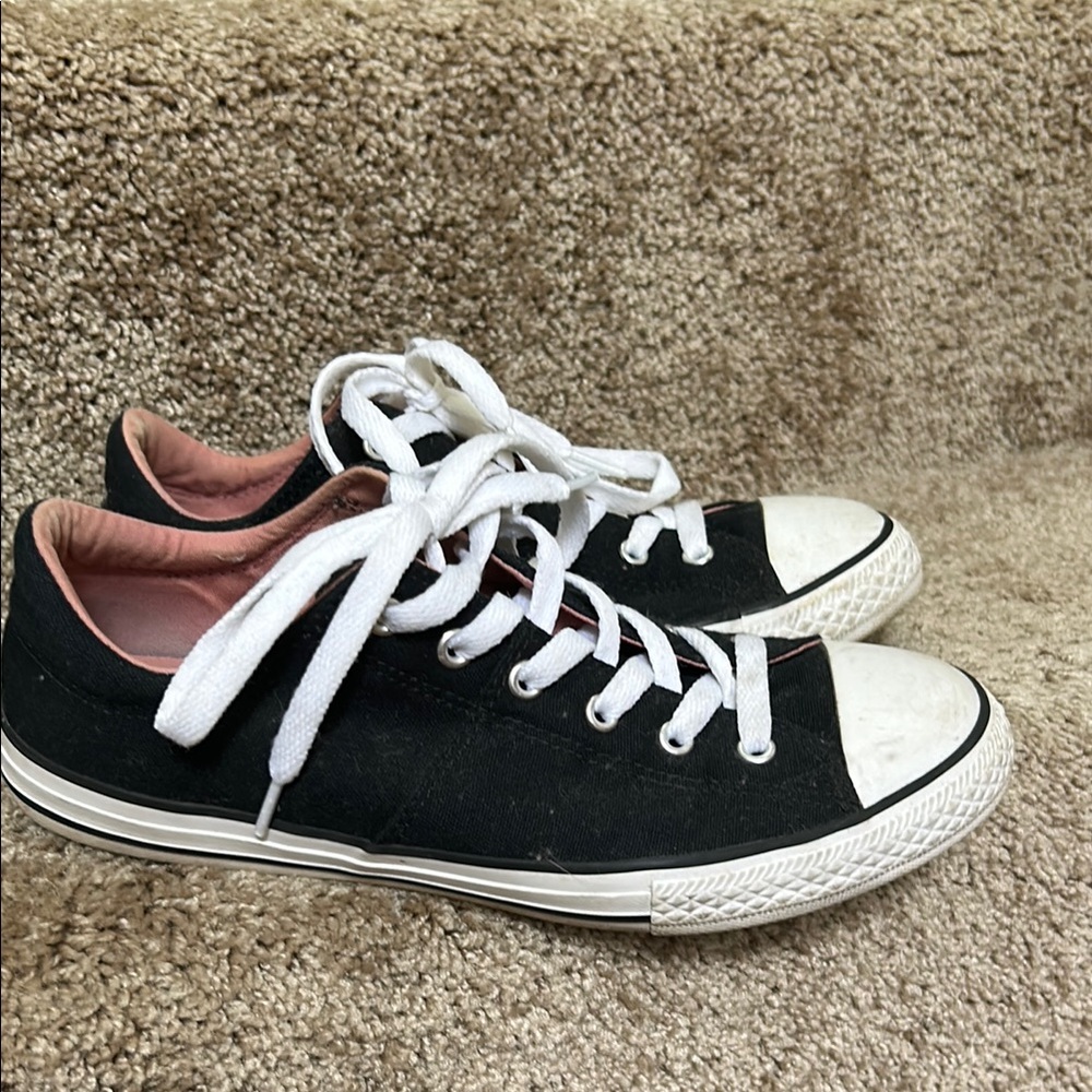 Converse Black and White Sneakers with Pink Interior